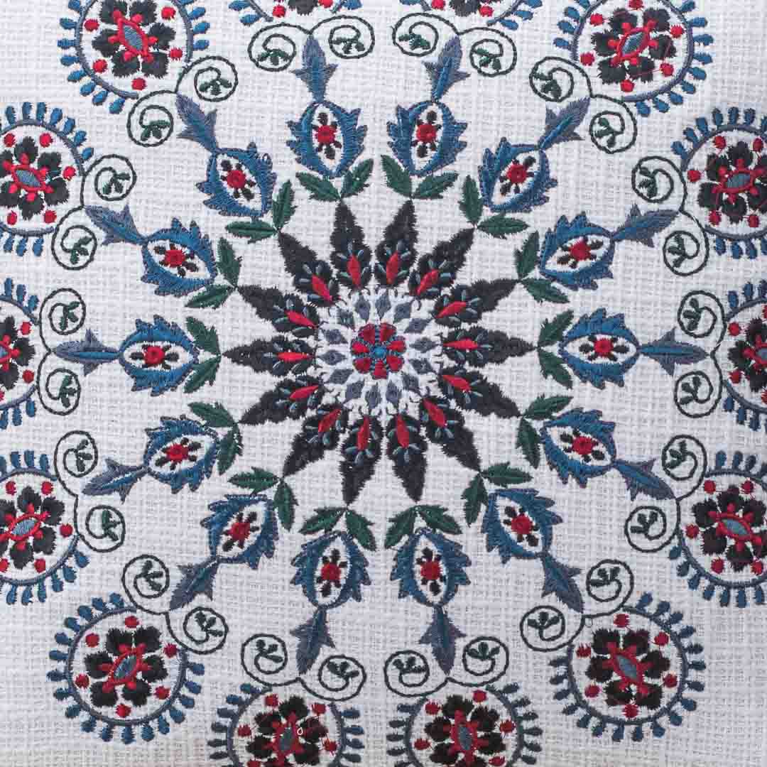 Premium Sunburst Bloom Embroidery Cushion Cover