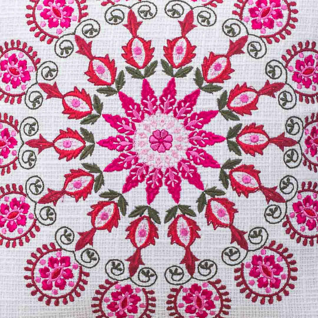 Premium Sunburst Bloom Embroidery Cushion Cover