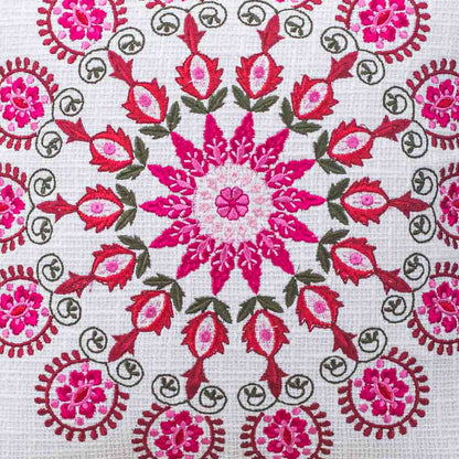 Premium Sunburst Bloom Embroidery Cushion Cover