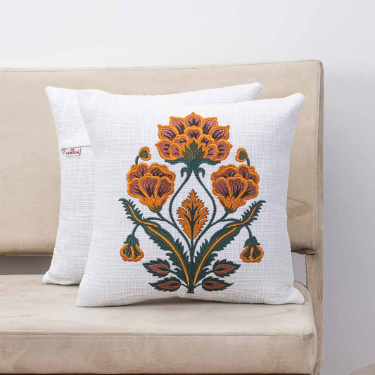 Premium Royal Bloom Embroidery Cushion Cover