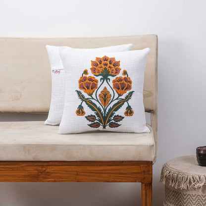 Premium Royal Bloom Embroidery Cushion Cover