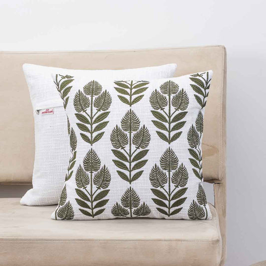 Premium Botanic Elegance Embroidery Cushion Cover