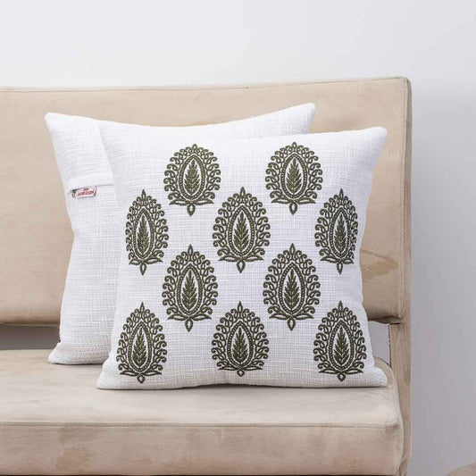 Premium Mystic Paisley Embroidery Cushion Cover