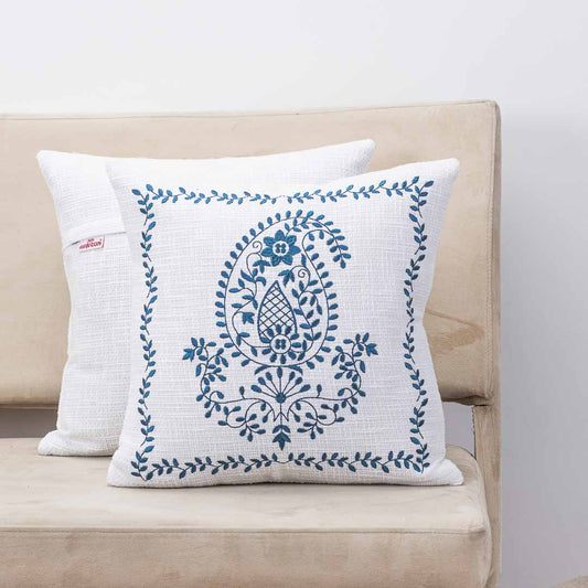 Premium Asian Paisley Bale Frame Embroidery Cushion Cover