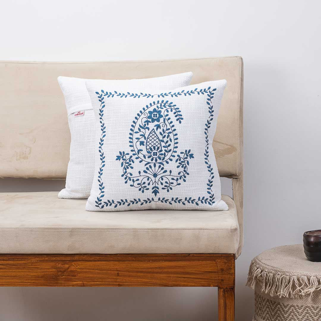 Premium Asian Paisley Bale Frame Embroidery Cushion Cover