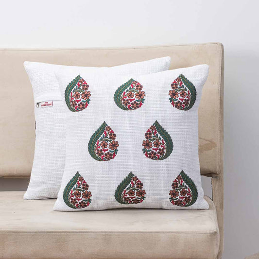 Floral Drops Embroidery Cushion Cover