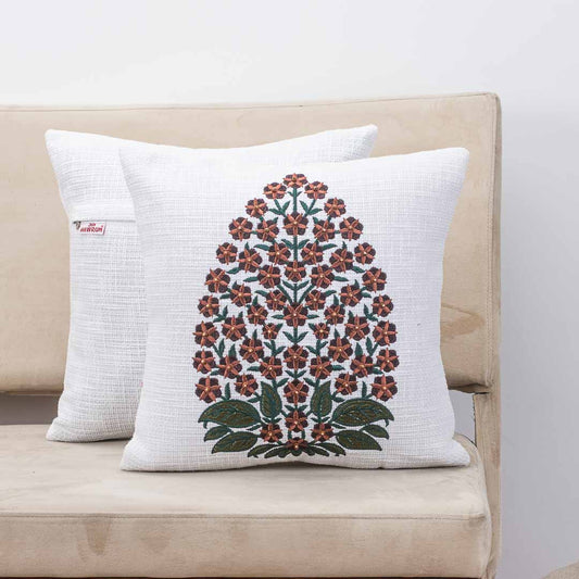 Premium Arboreal Bouquet Embroidery Cushion Cover
