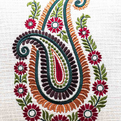 Premium Double Paisley Embroidery Cushion Cover