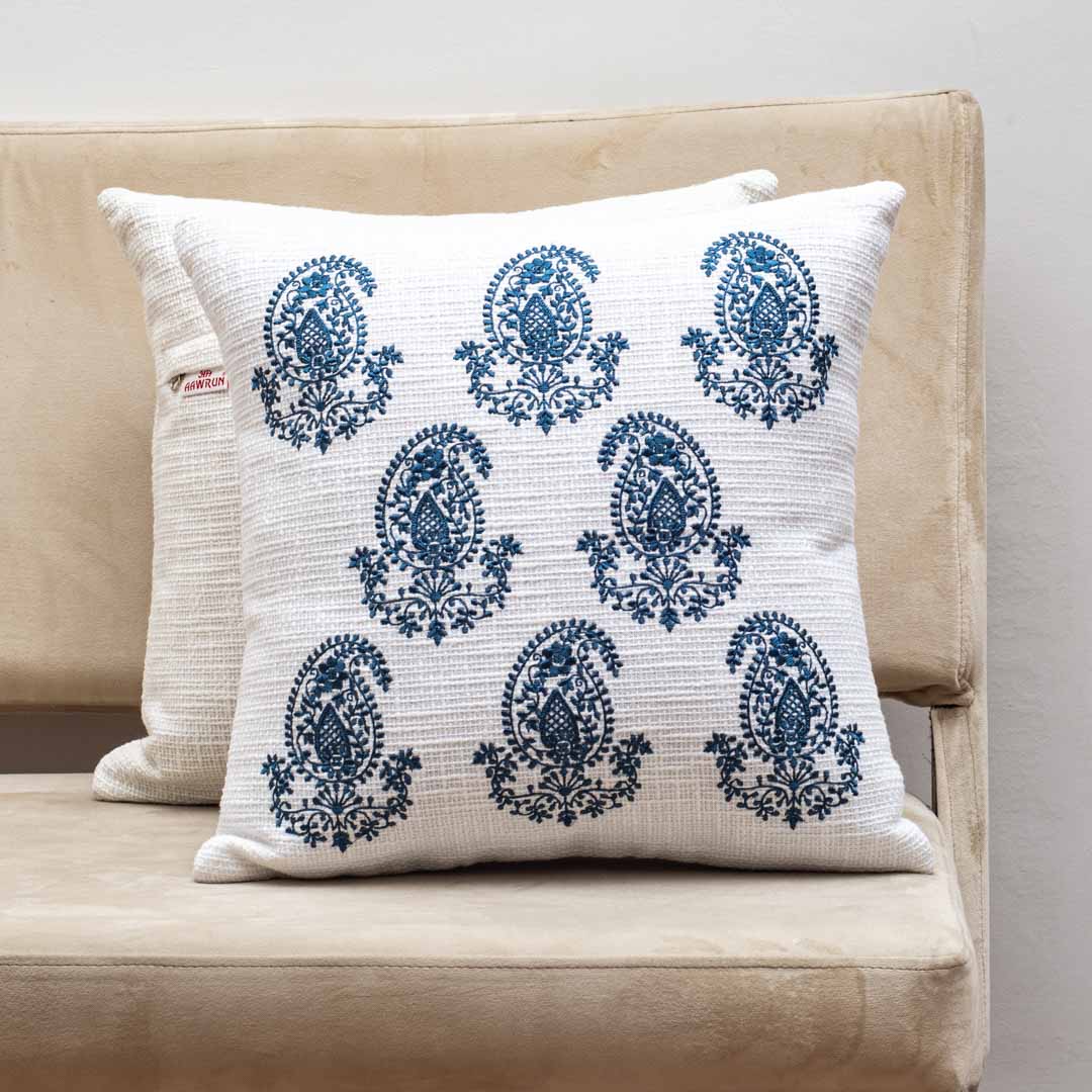 Premium Asian Multi Paisley Embroidery Cushion Cover