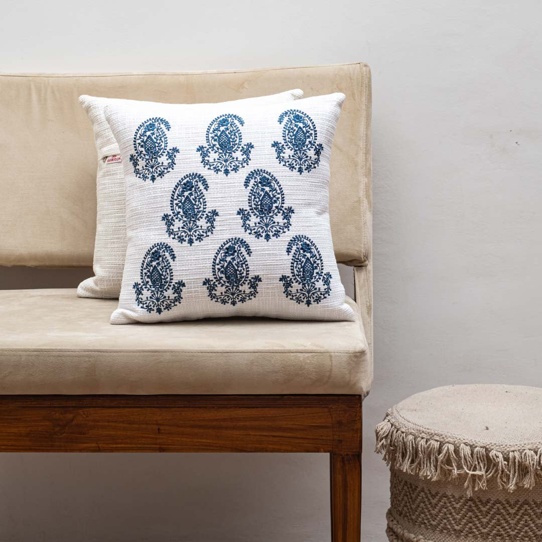 Premium Asian Multi Paisley Embroidery Cushion Cover
