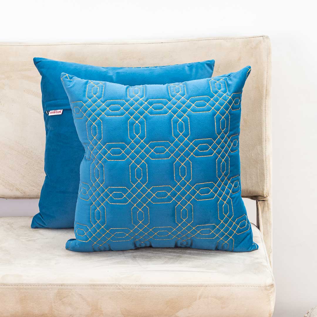 Premium Block Zari Quilted Cushion Cover