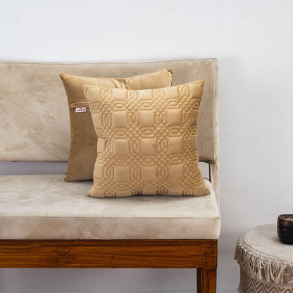 Premium Block Zari Quilted Cushion Cover