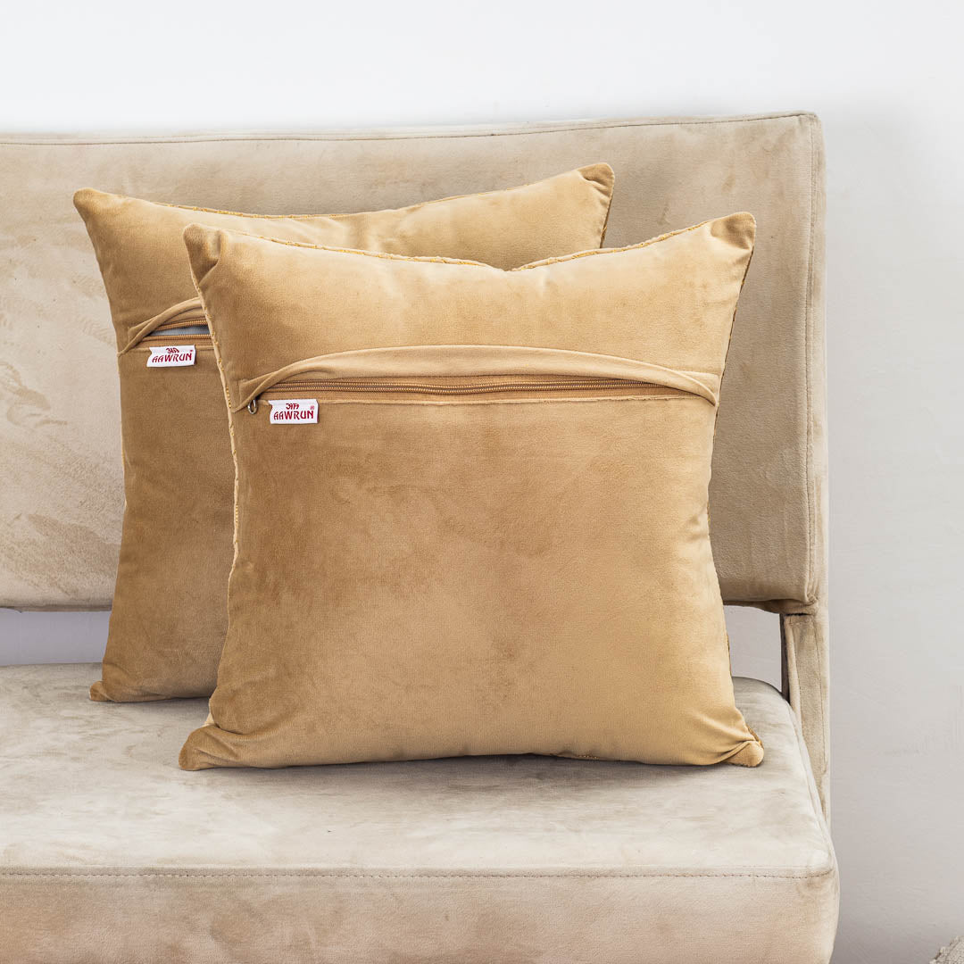Premium Block Zari Quilted Cushion Cover