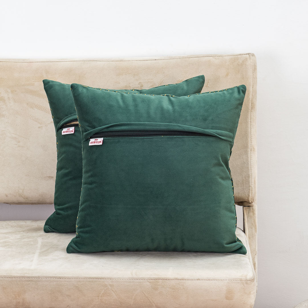 Premium Block Zari Quilted Cushion Cover