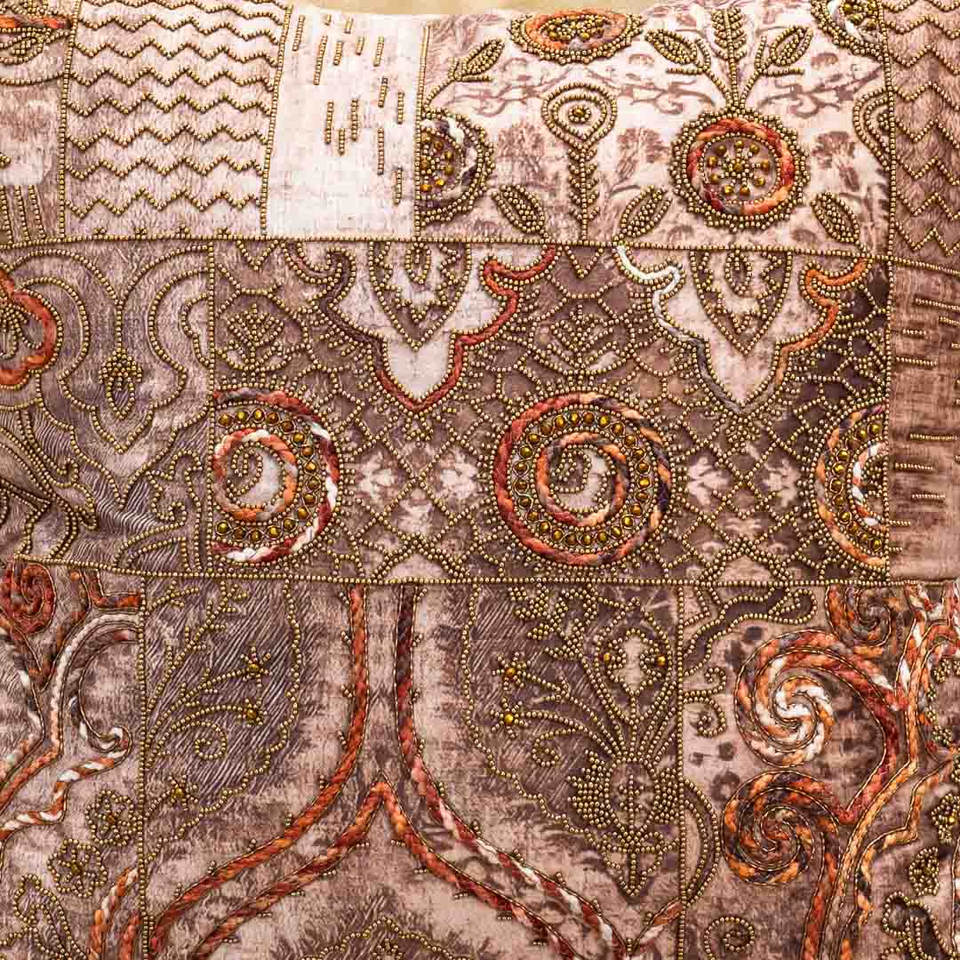 Premium Golden Kashmiri Tales Cushion Cover