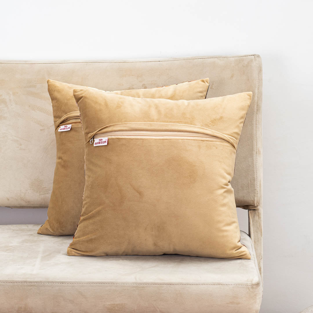 Premium Golden Kashmiri Tales Cushion Cover