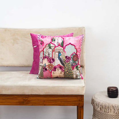 Premium Peacock Poem Cushion Cover