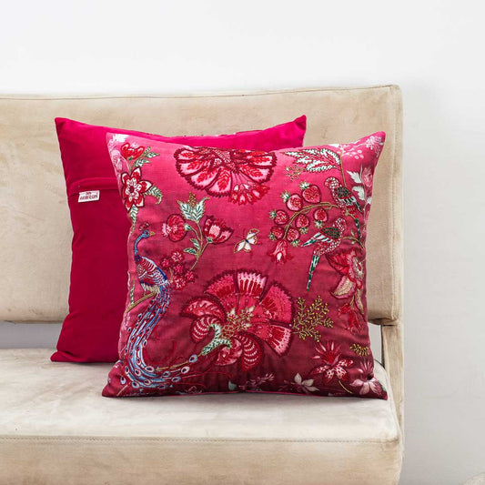Premium Pink Crimson Bloom Cushion Cover