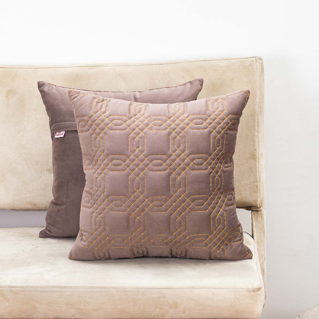 Premium Block Zari Quilted Cushion Cover