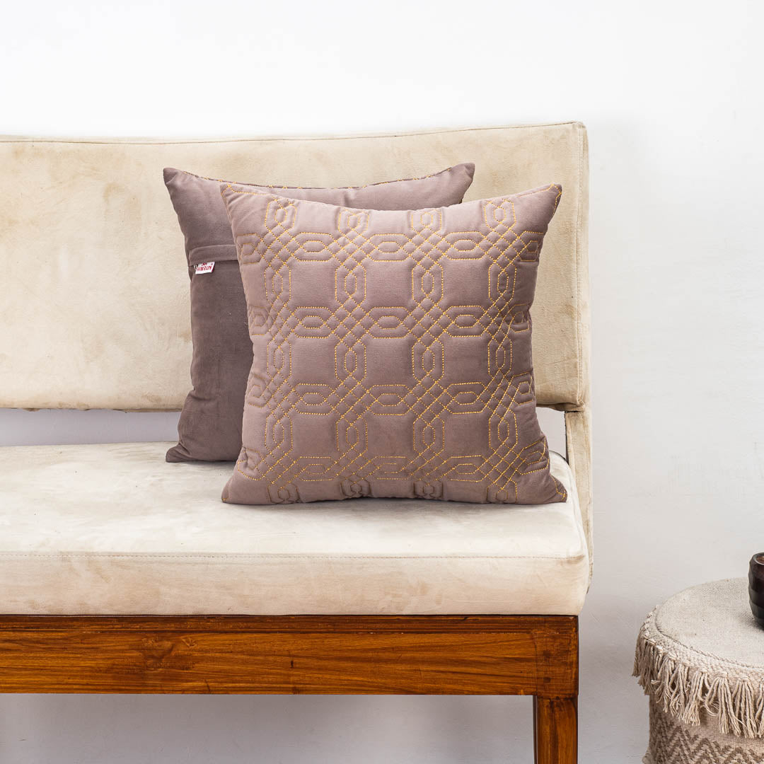 Premium Block Zari Quilted Cushion Cover