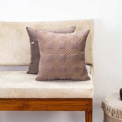 Premium Block Zari Quilted Cushion Cover