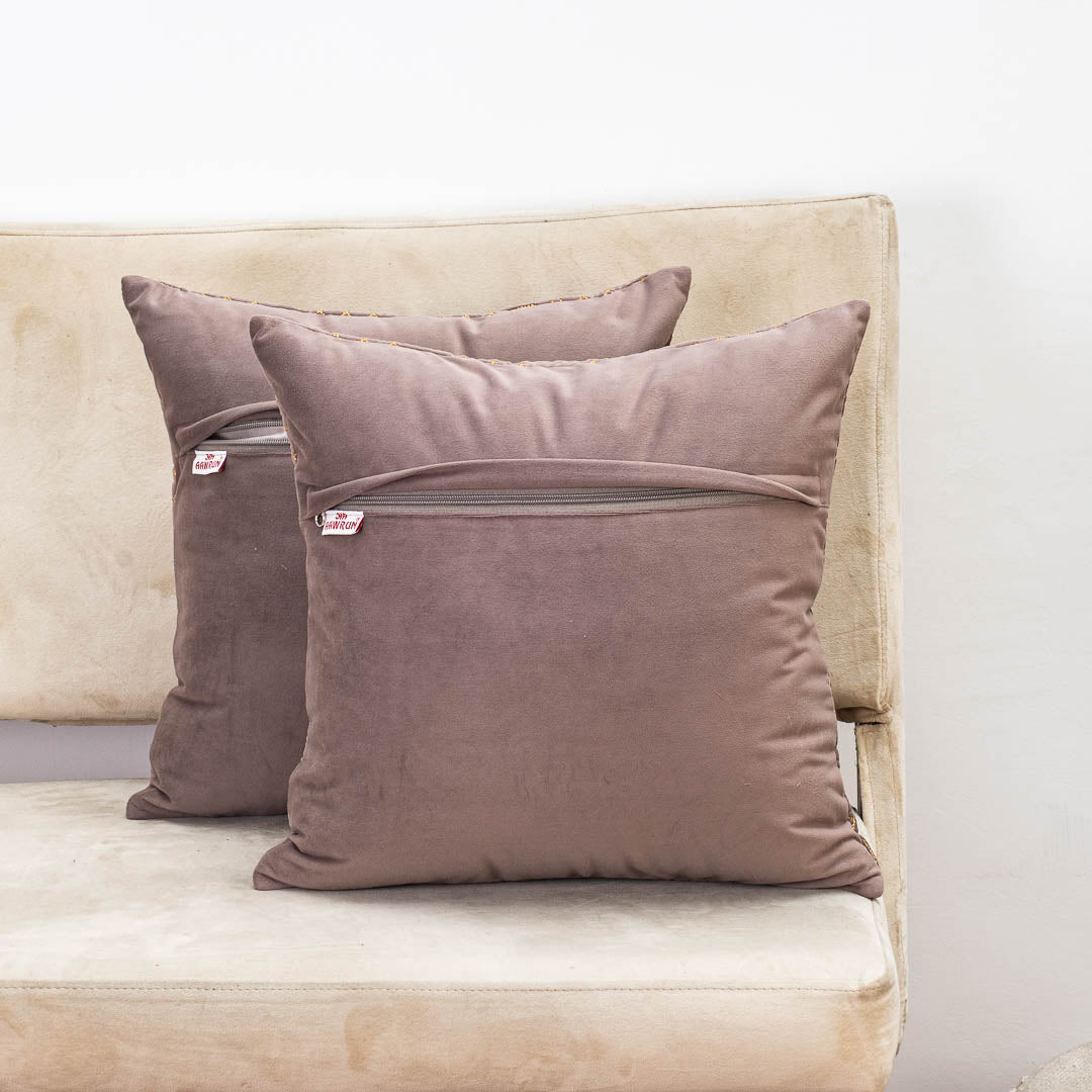 Premium Block Zari Quilted Cushion Cover