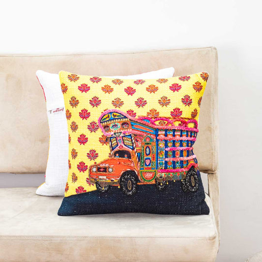 Premium Folk Art Truck Cushion Cover