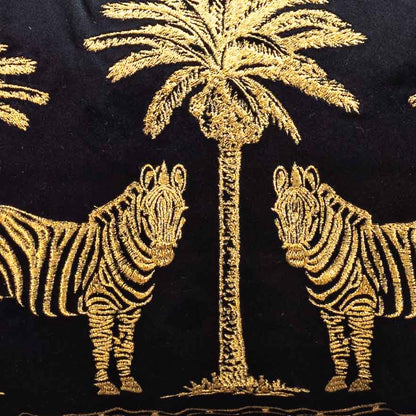 Premium Zebra & 03 Palm Tree Embroidery Cushion Cover