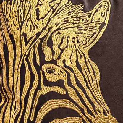 Premium Zebra Zari Embroidery Cushion Cover