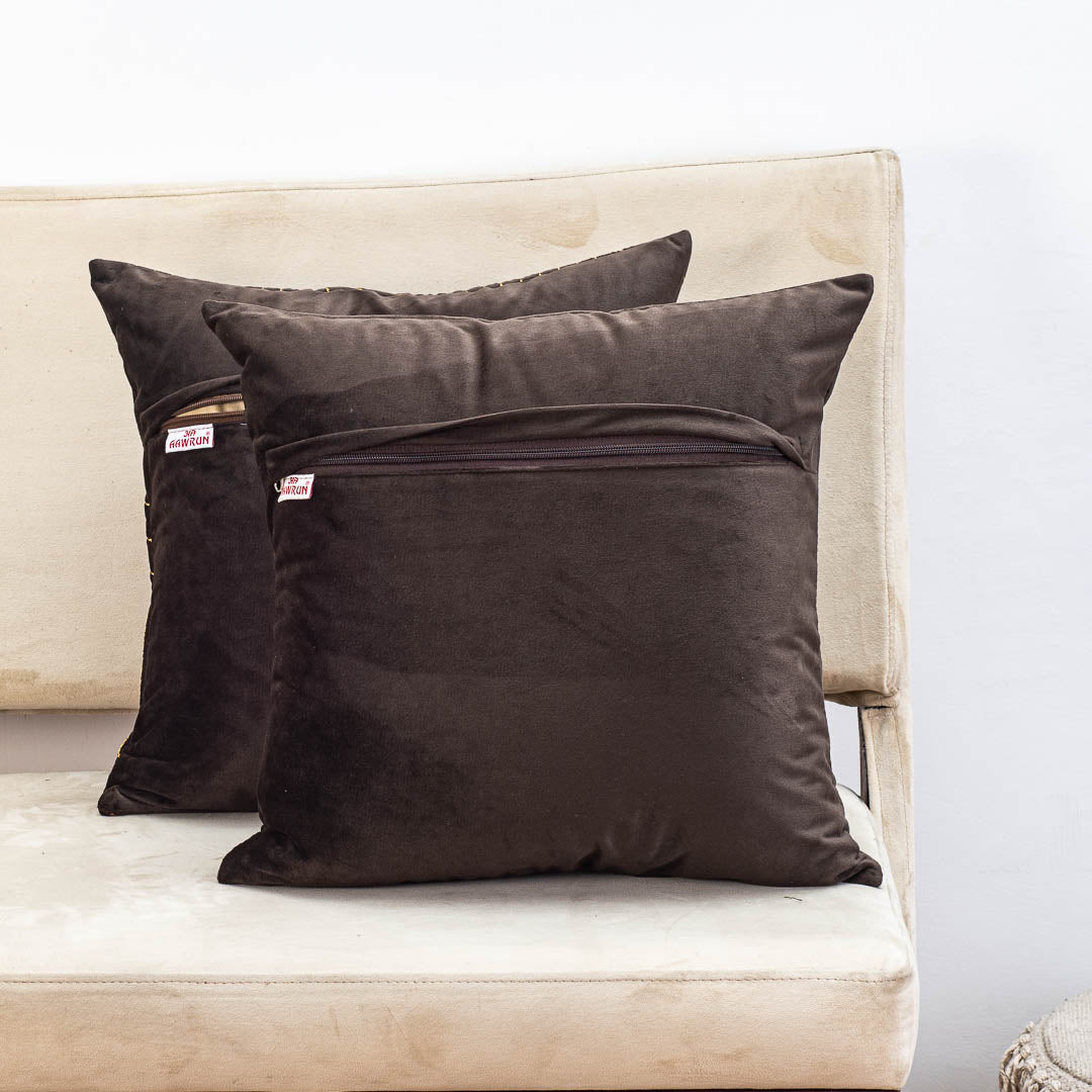 Premium Zebra Zari Embroidery Cushion Cover