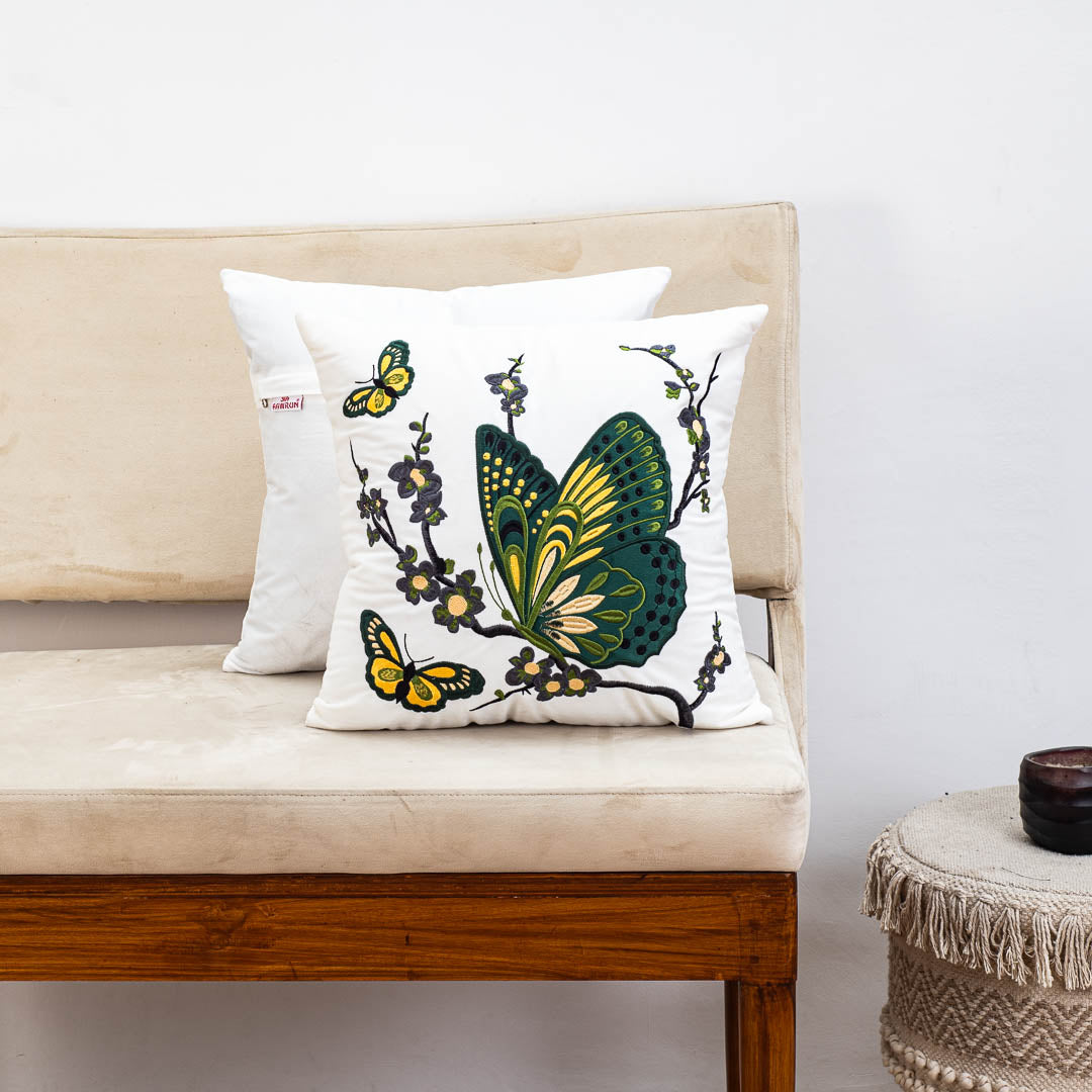 Premium Floral Butterfly Cushion Cover