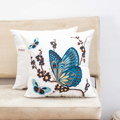 Premium Floral Butterfly Cushion Cover