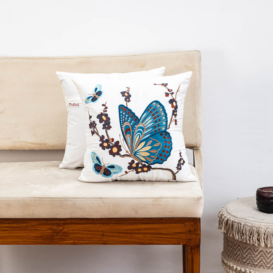 Premium Floral Butterfly Cushion Cover