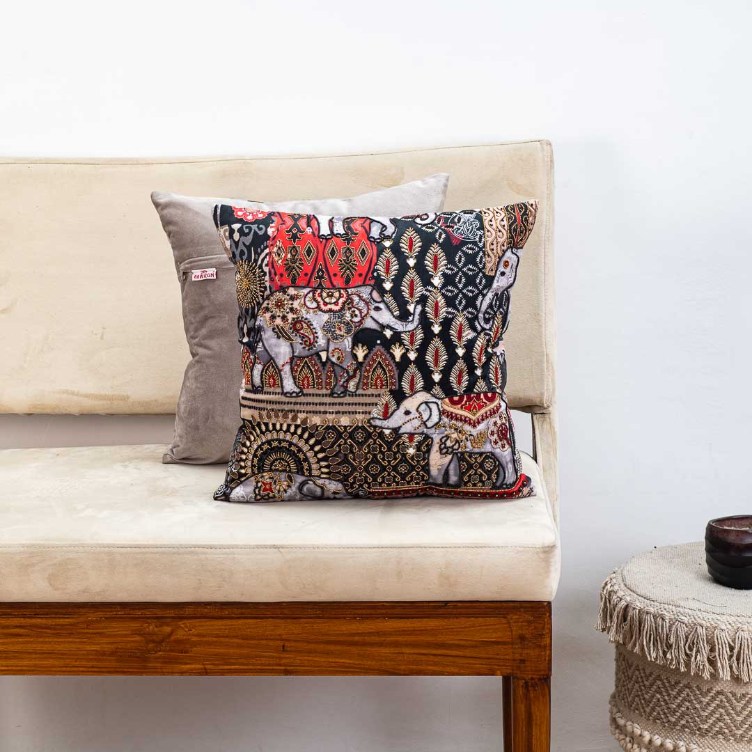 Premium Elephant Caravan Cushion Cover