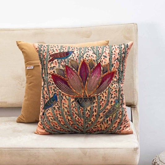 Premium Handcrafted Lotus Cushion Cover