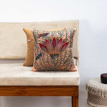 Premium Handcrafted Lotus Cushion Cover