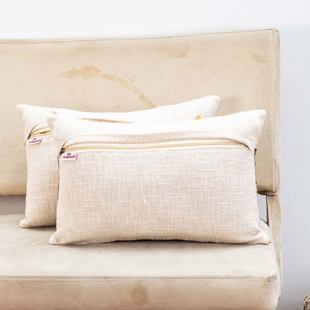Premium White Gold New Fashion Jute Cushion Cover Design Five