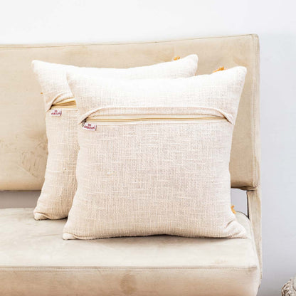 Premium White Gold New Fashion Jute Cushion Cover Design Five