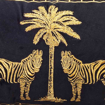 Premium Zebra & Palm Tree Embroidery Cushion Cover