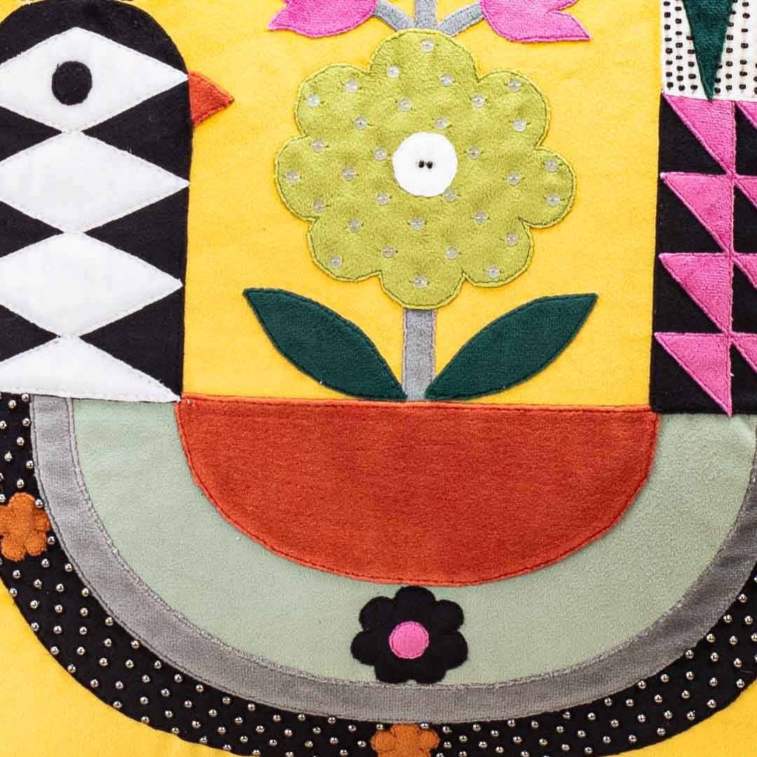 Premium Folk Lodge Bird Cushion Cover