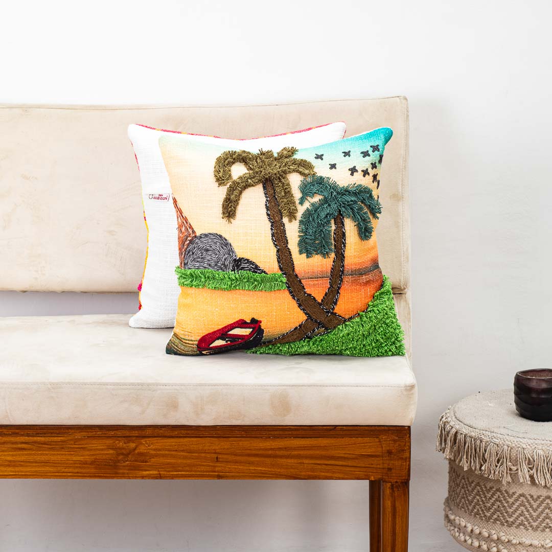 Premium Palm Island Cushion Cover