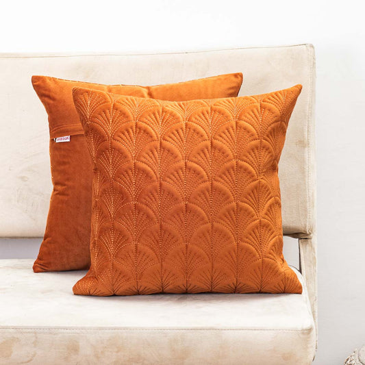 Premium self Embossed Leaf Design Cushion Cover