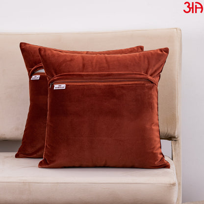 Gold Embroidered Leaf Cushion Cover Rust4