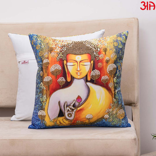 Serene Lord Buddha Printed Cushion Cover