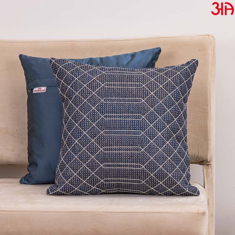 Geometric pattern blue cushion