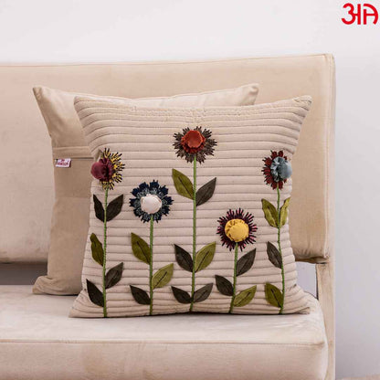 Flower Bloom Throw Pillow Cover Beige