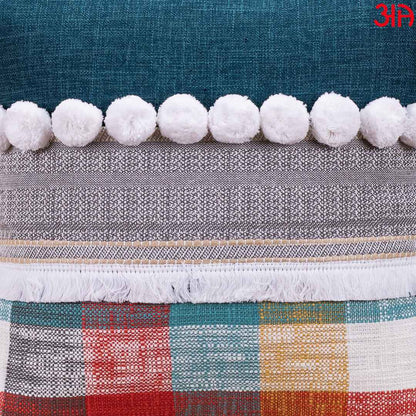 blue pompom cushion3