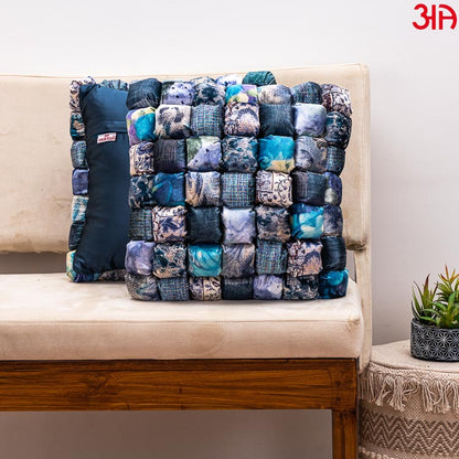 blue pom pom bubble cushion cover1