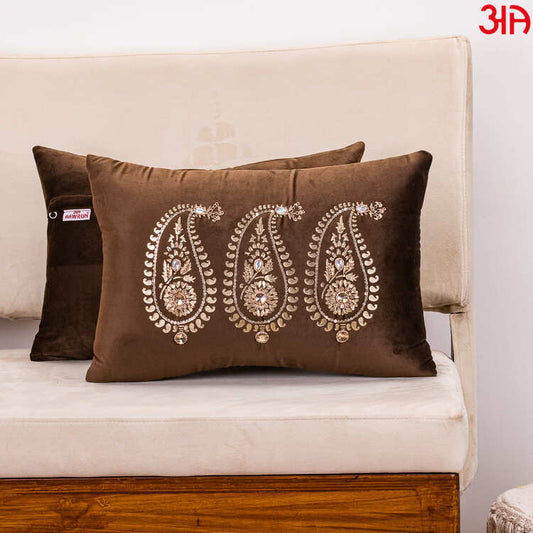 brown paisley cushion design