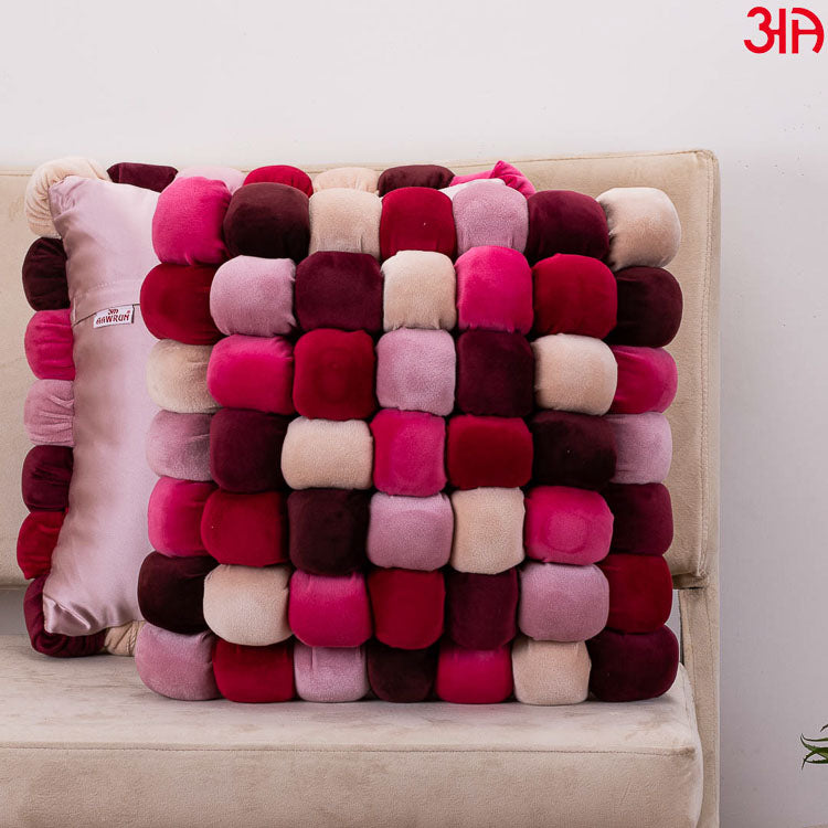 fuchsia bubble velvet cushion